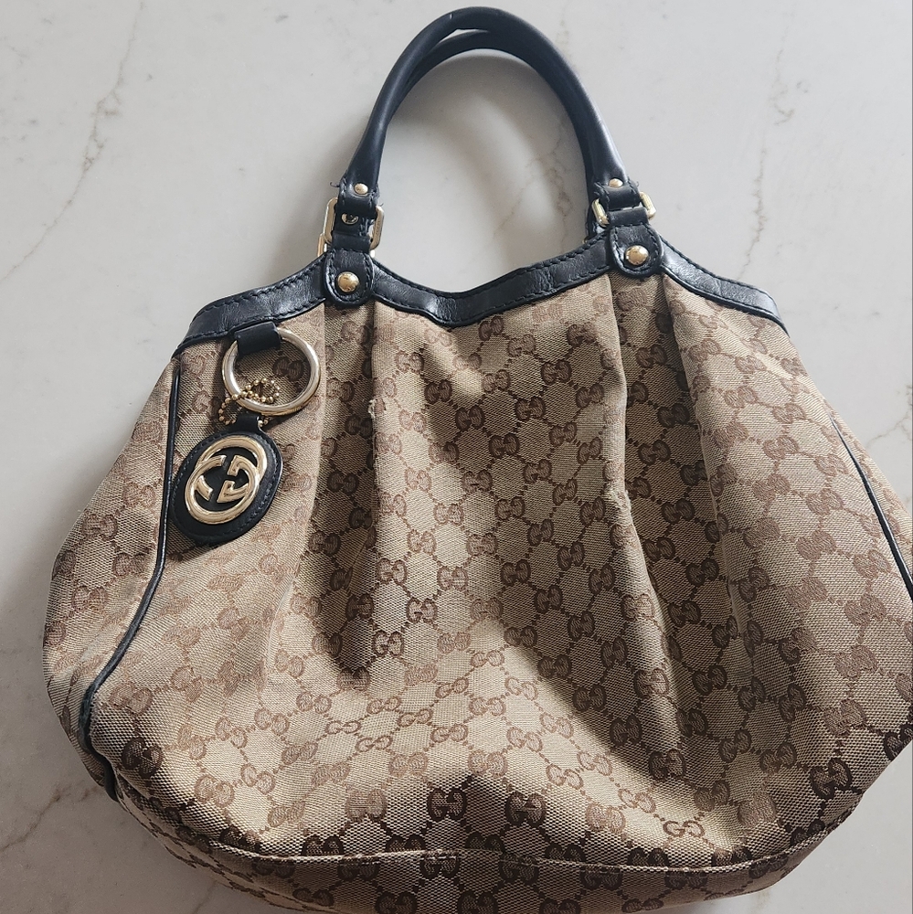 GUCCI Sukey GG Hand Bag Beige